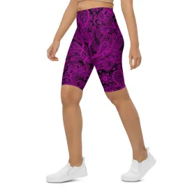 Pink Glowing Floral Bike Shorts