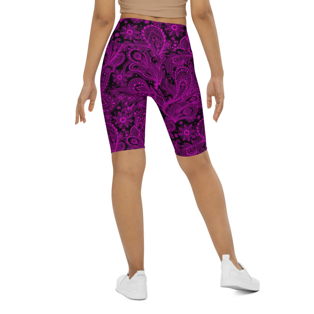 Pink Glowing Floral Bike Shorts