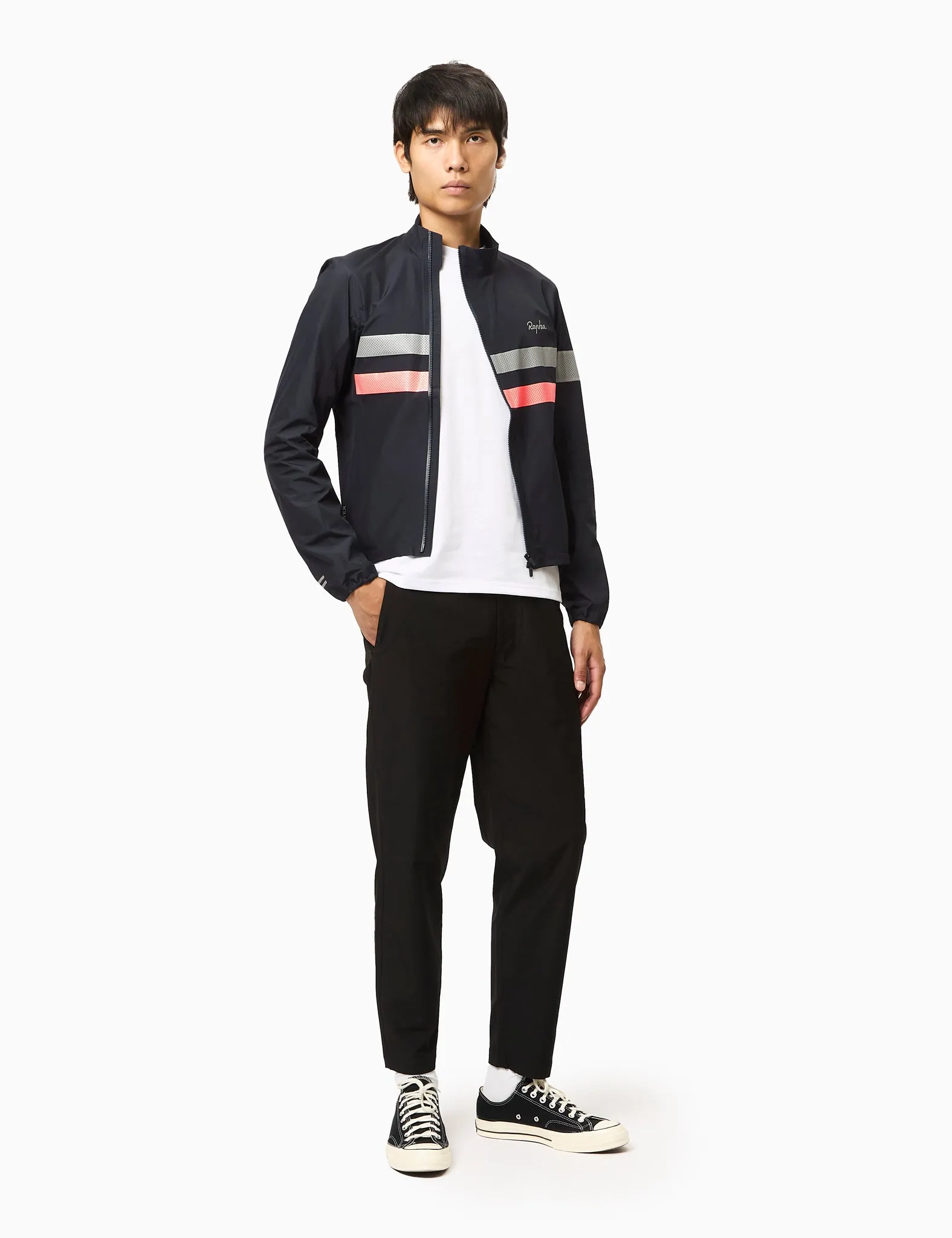 Rapha Men's Brevet Gore-Tex Rain Jacket - Dark Navy Blue/High-Vis Pink/White