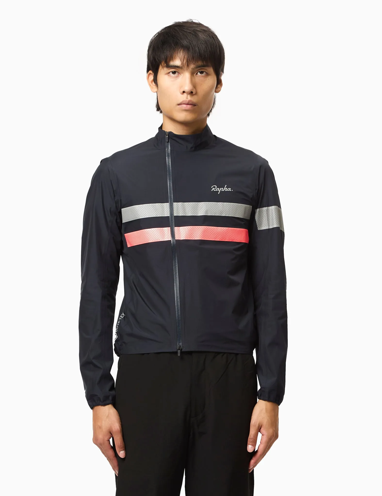 Rapha Men's Brevet Gore-Tex Rain Jacket - Dark Navy Blue/High-Vis Pink/White