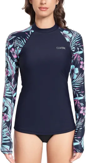 Rash Guard for Women Long Sleeve Swim Shirt UPF 50  UV Protection Sun Shirt Swimsuit Top Bathing Suit