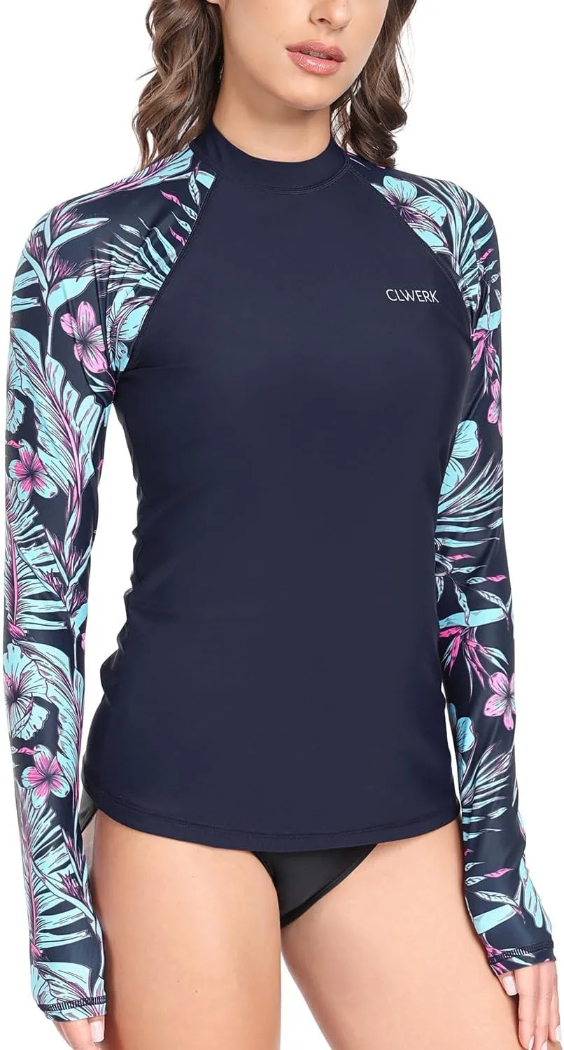 Rash Guard for Women Long Sleeve Swim Shirt UPF 50  UV Protection Sun Shirt Swimsuit Top Bathing Suit