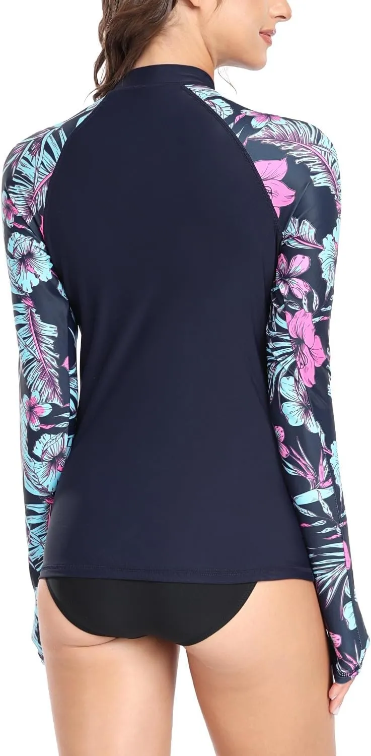 Rash Guard for Women Long Sleeve Swim Shirt UPF 50  UV Protection Sun Shirt Swimsuit Top Bathing Suit