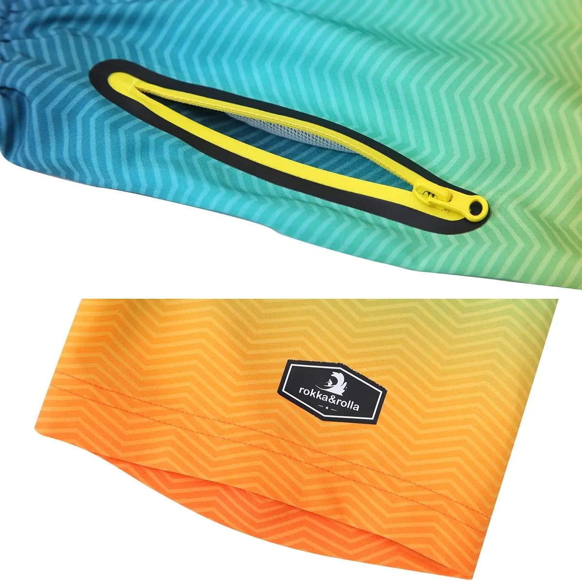 Rokka&Rolla Boys' 4-Way Stretch Swim Trunks Board Shorts Bathing Suit Swimwear with Mesh Lining, UPF 50 