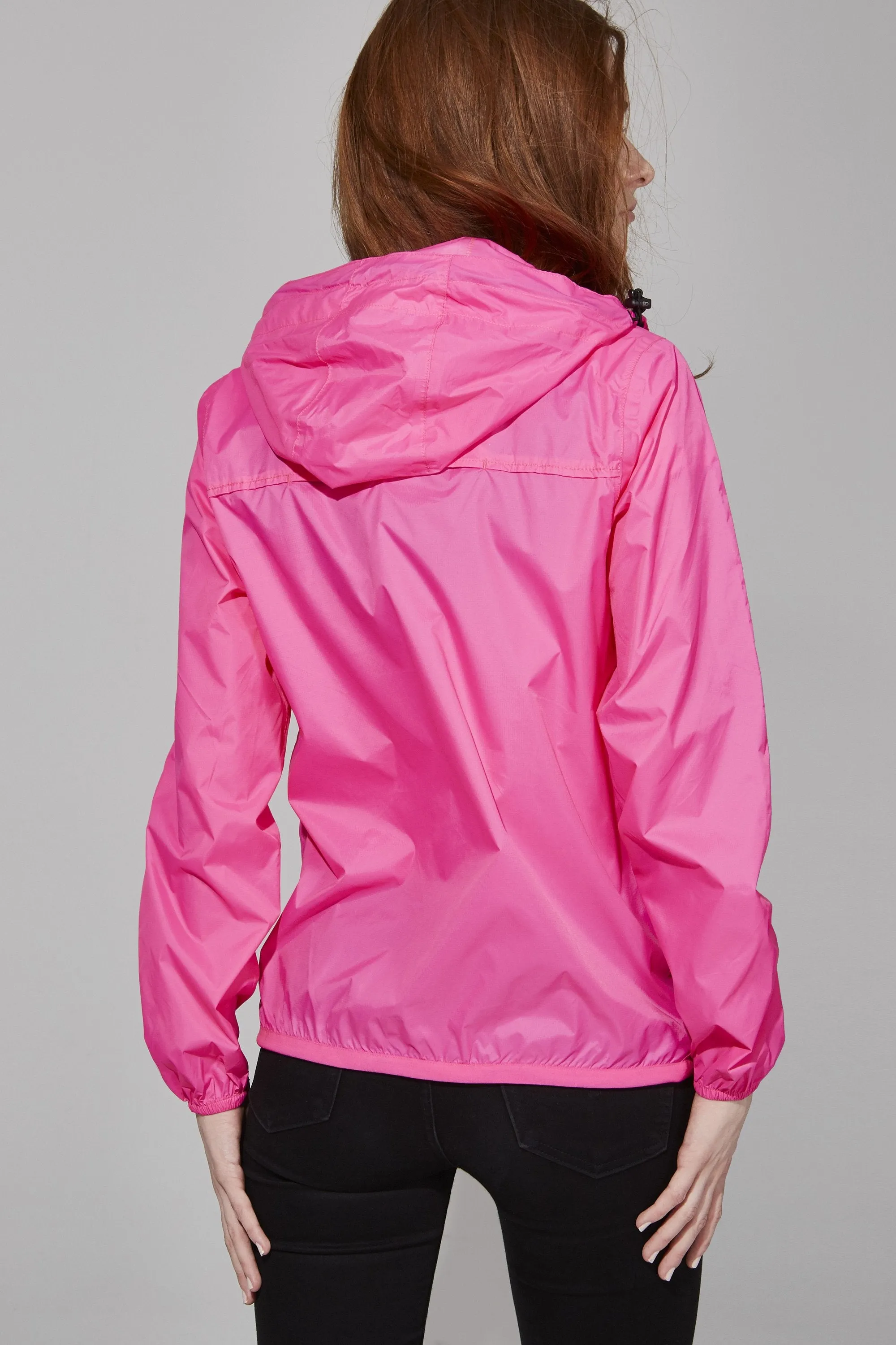 Sloane Pink Fluo Full Zip Packable Rain Jacket