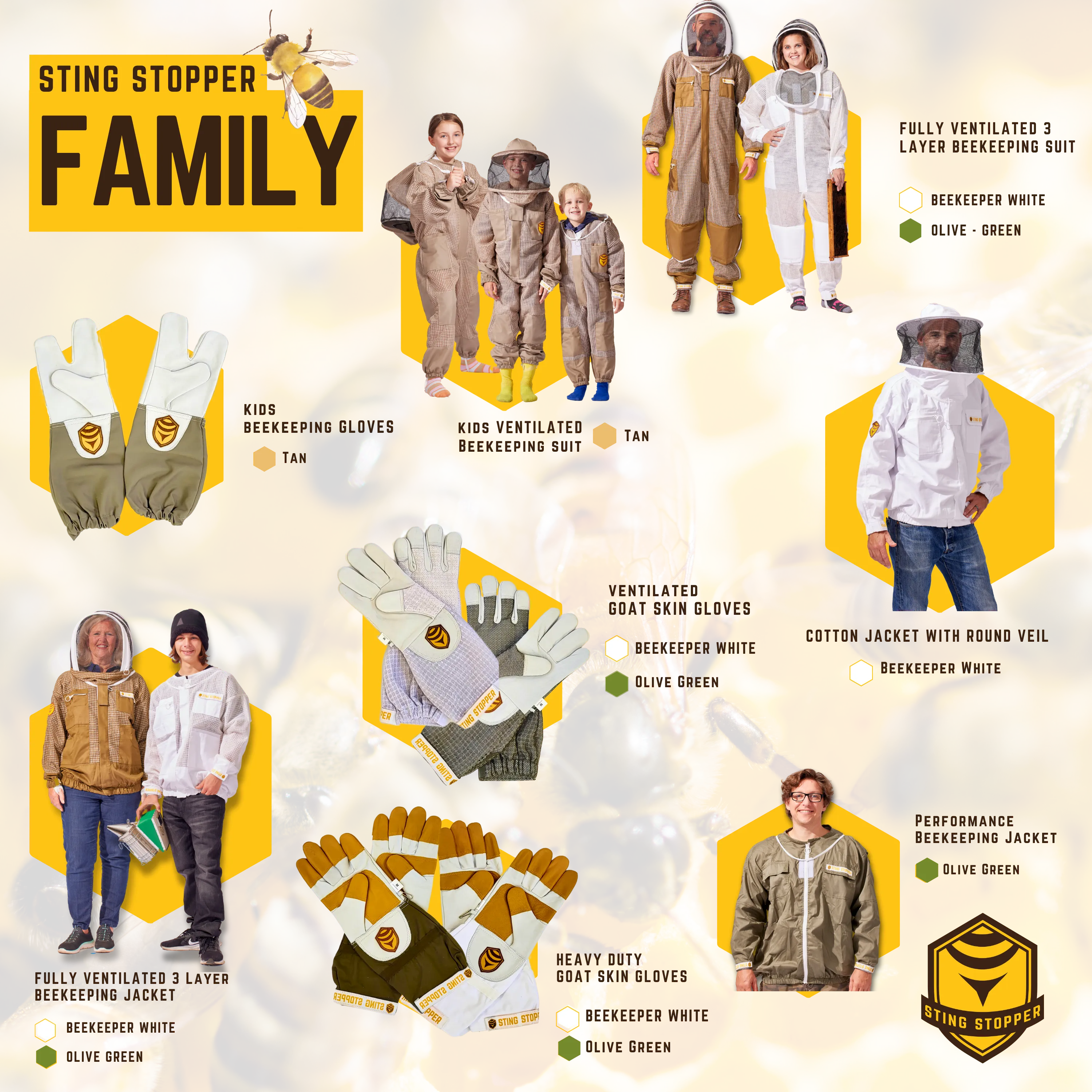 Sting Stopper Professional Ventilated Beekeeping Suit - Olive Green