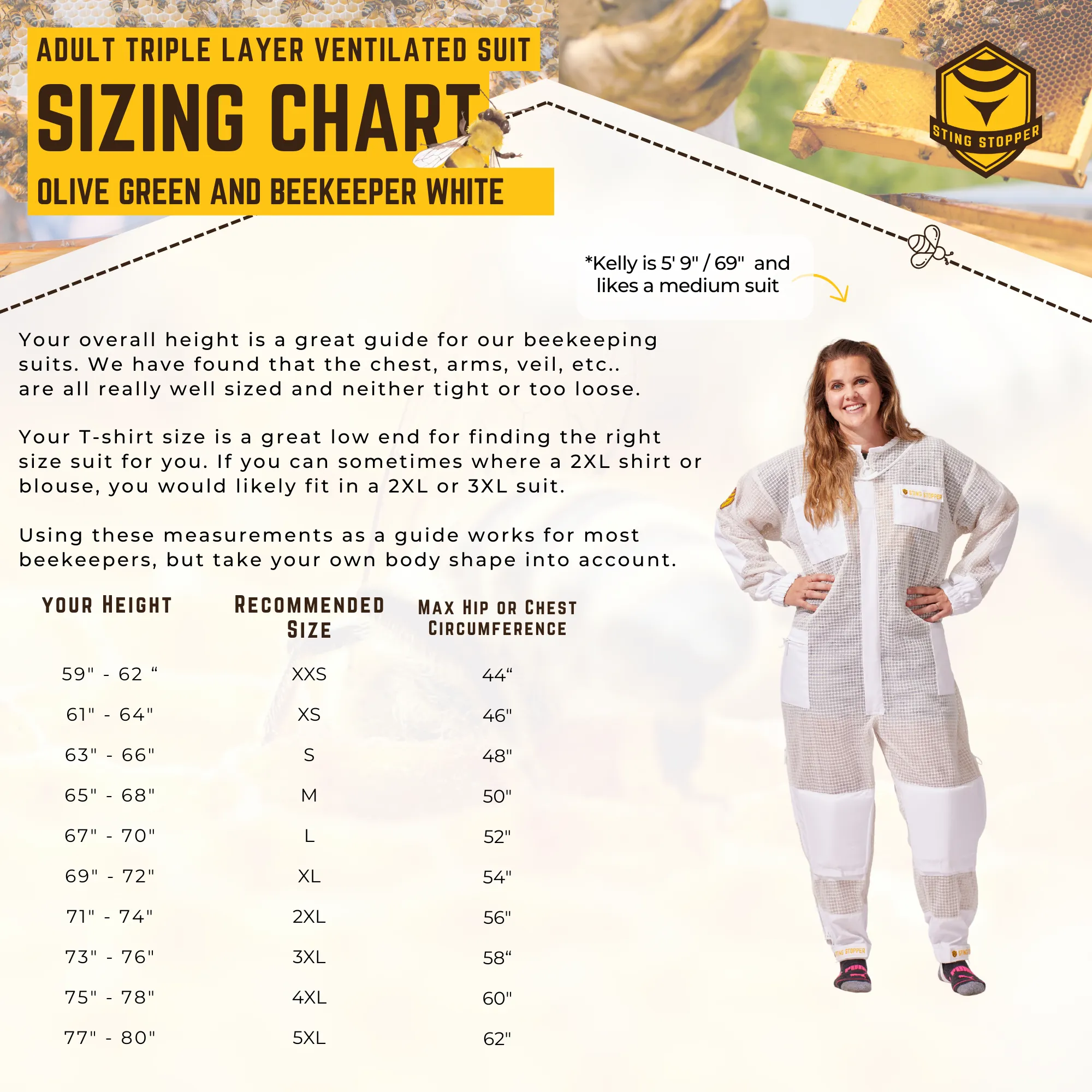 Sting Stopper Professional Ventilated Beekeeping Suit - Olive Green
