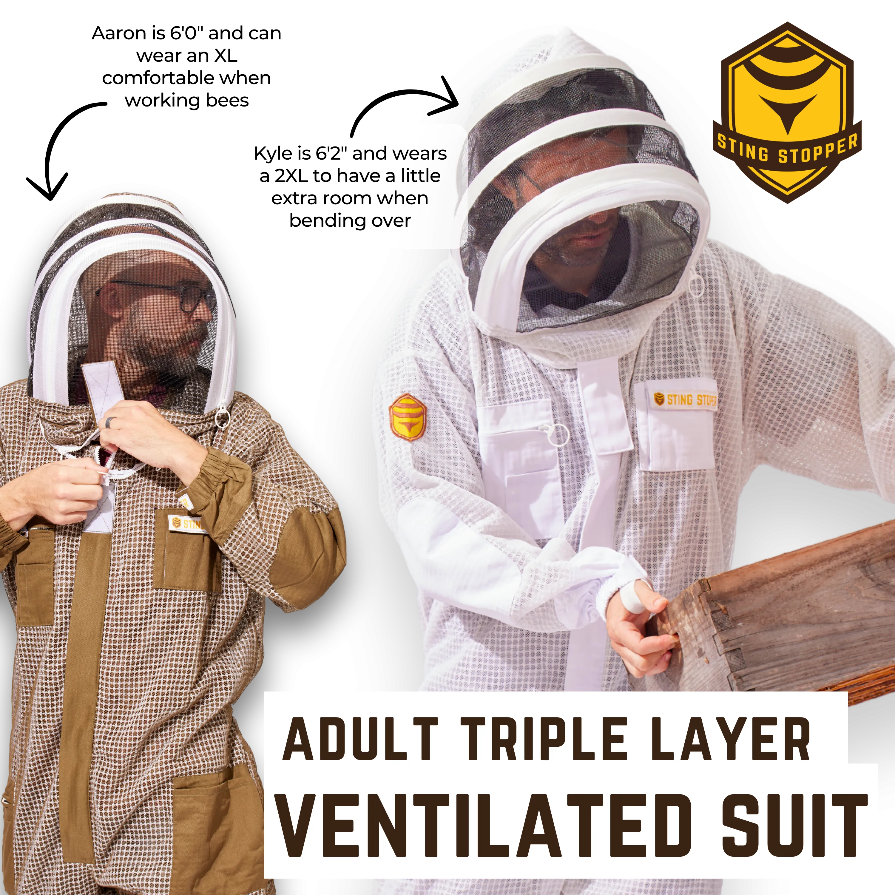 Sting Stopper Professional Ventilated Beekeeping Suit - Olive Green