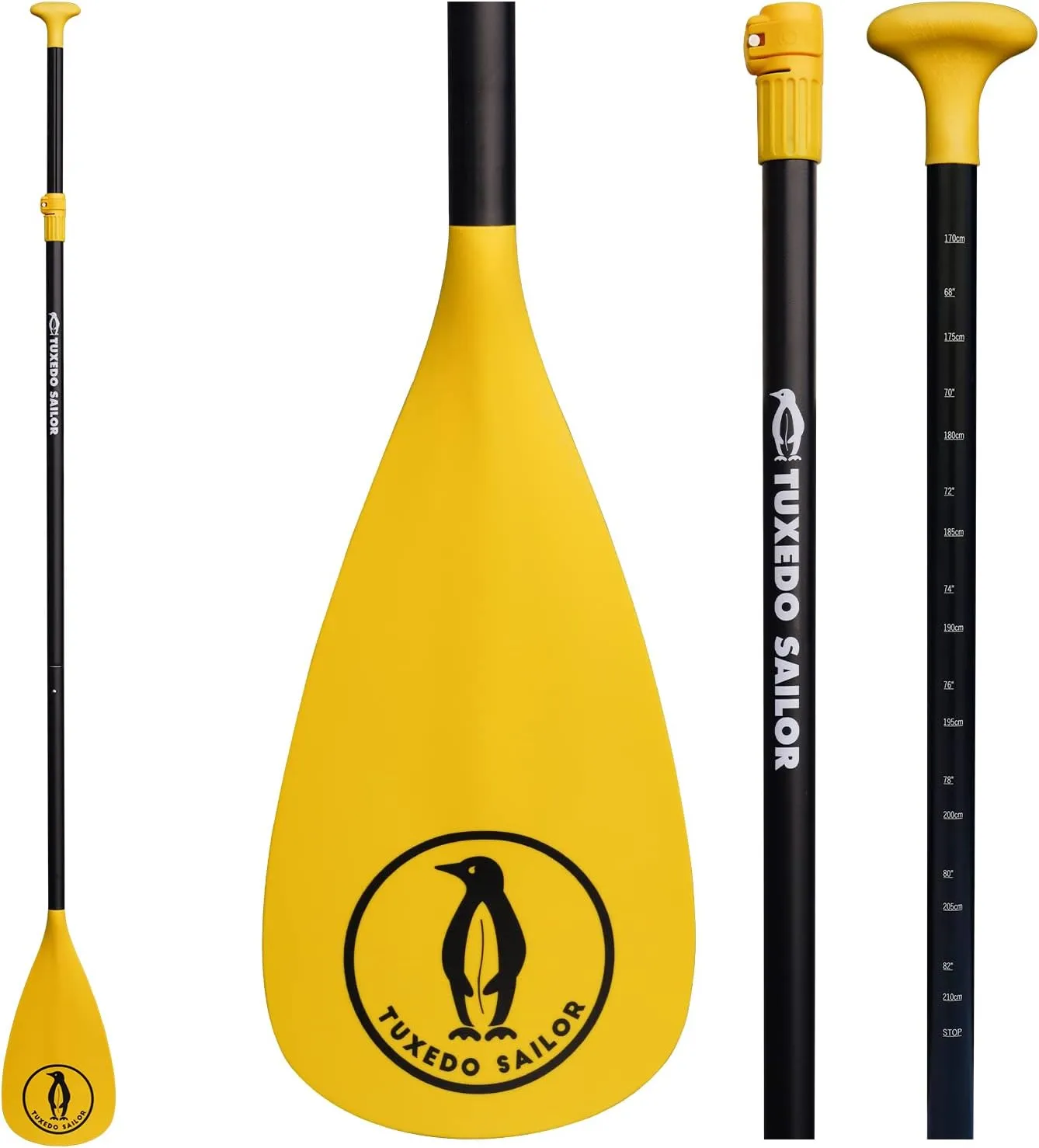 Tuxedo Sailor SUP Paddle - 3 Piece Adjustable Stand Up Paddle Board Paddle - Lightweight & Floating Paddle Board Oar - Durable and Packable, Reinforced Nylon Blades - Efficient Stroke