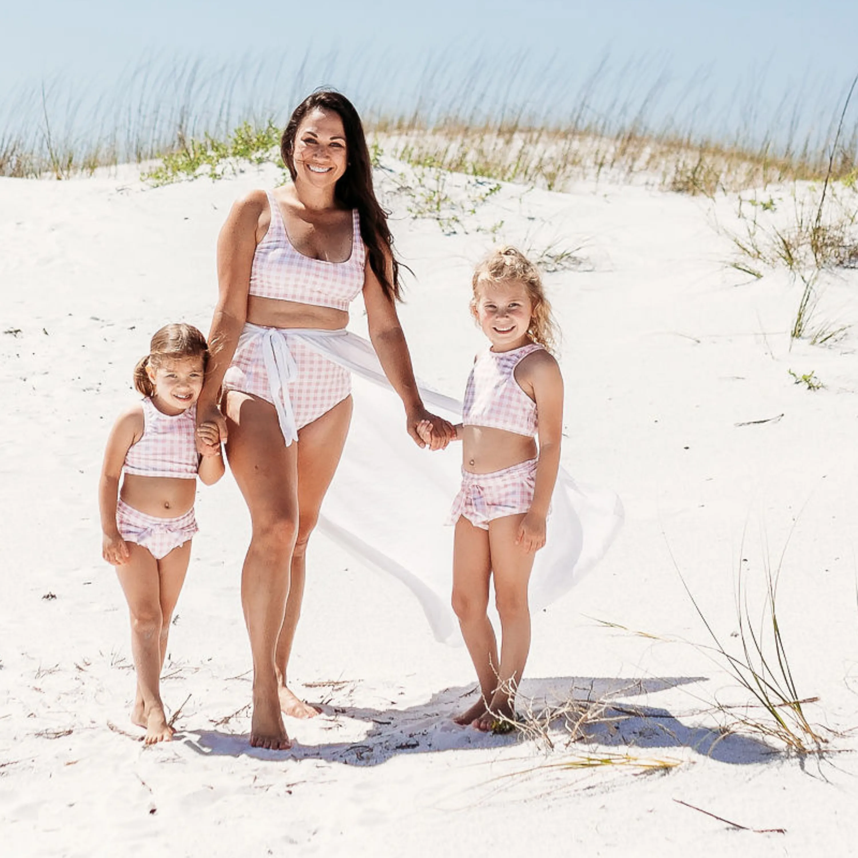 Women's Scoop Neck Bikini Top | "Pink Gingham"