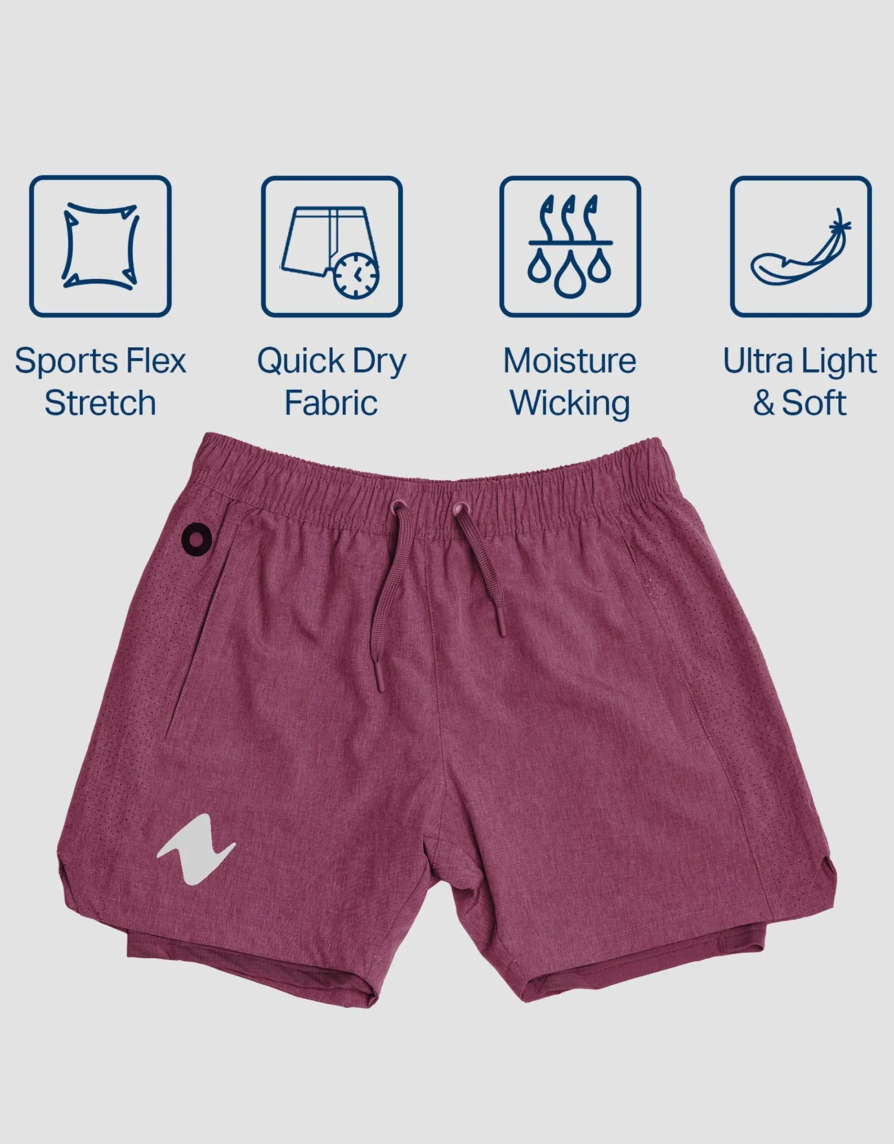 Zilpu Mens Quick Dry Athletic Performance Shorts wi/Zipper Pocket (5 inch)